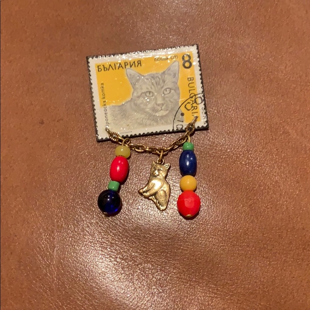 Cat “postage stamp” pin